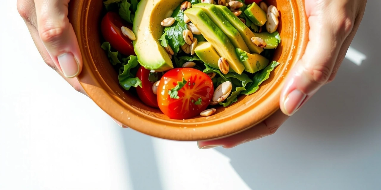 Frischer Salat in Terracotta Schale